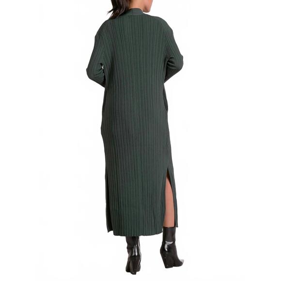 NEW ELAN ribbed duster cardigan in pine - Picture 4 of 4